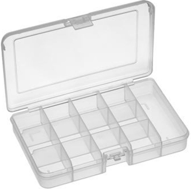Πλαστικό κουτί για μικροεξαρτήματα με 13 σταθερές θέσεις διαφανές