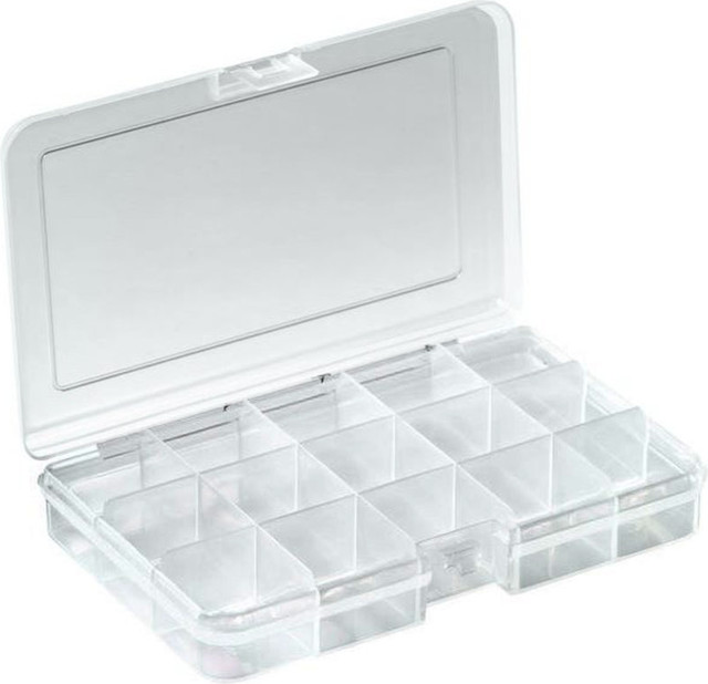 Πλαστικό κουτί για μικροεξαρτήματα με 15 σταθερές θέσεις διαφανές