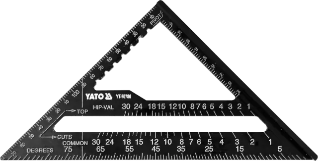 Τρίγωνος χάρακας αλουμινίου - μοιρογνωμόνιο 180mm με πατούρα