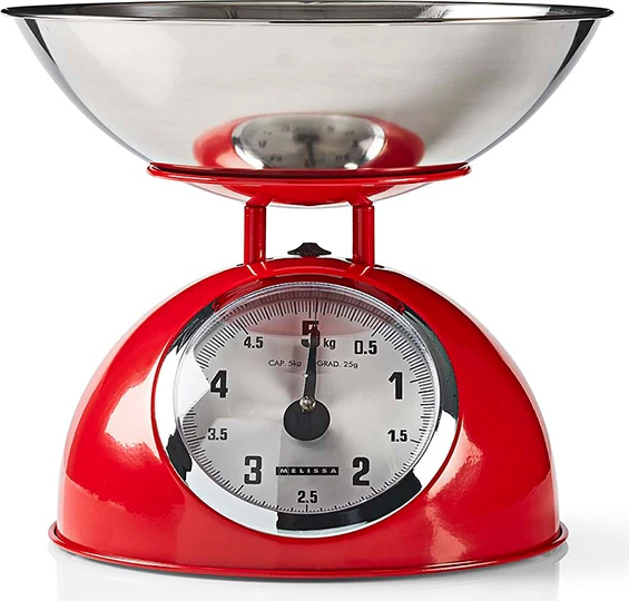 Ζυγαριά ρετρό 5 κιλών με αποσπώμενο μπολ κόκκινη