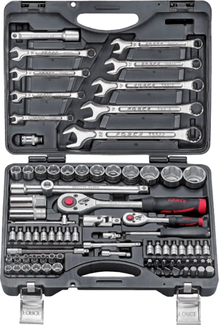 Σετ με καρυδάκια ¼″ και ½″ 4-32mm, μύτες κατσαβιδιού και γερμανοπολύγωνα 8-22mm σε κασετίνα