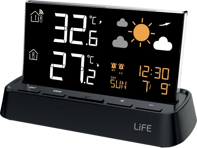 Μετεωρολογικός σταθμός με ασύρματο εξωτερικό αισθητήρα, ρολόι και ξυπνητήρι