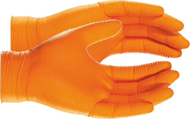 Γάντια νιτριλίου ανθεκτικά αντιολισθητικά χωρίς πούδρα πορτοκαλί συσκευασία πακέτου