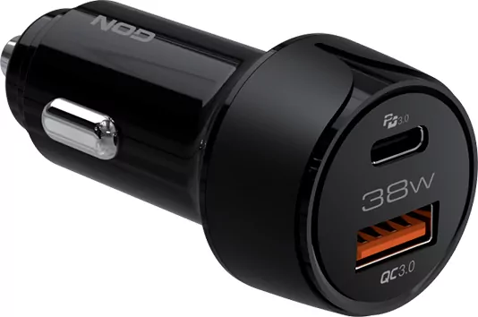 Ταχυφορτιστής αυτοκινήτου - φορτηγού USB-A - USB-C 38W - Κάντε κλικ στην εικόνα για κλείσιμο