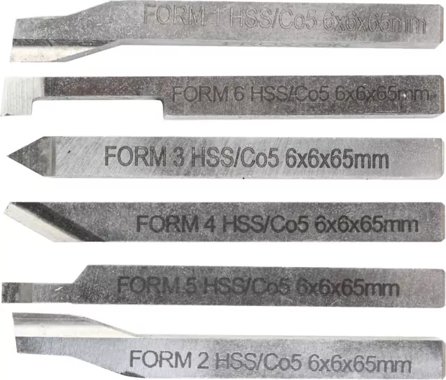 Μαχαίρια τόρνου HSS κοβαλτίου 5% για τον τόρνο FD 150/E (σετ 6 τεμάχια) - Κάντε κλικ στην εικόνα για κλείσιμο