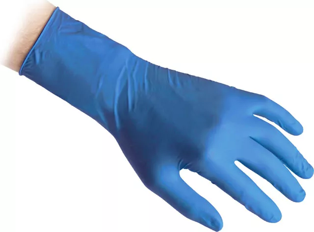 Γάντια λάτεξ μακριά χωρίς πούδρα μπλε ενισχυμένα συσκευασία 50 τεμαχίων