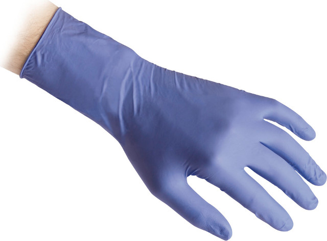 Γάντια νιτριλίου μακριά χωρίς πούδρα μπλε ενισχυμένα συσκευασία 50 τεμαχίων