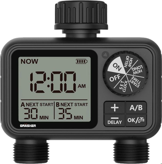 Προγραμματιζόμενος διακόπτης βρύσης νερού αυτόματου ποτίσματος ψηφιακός με 2 εξόδους