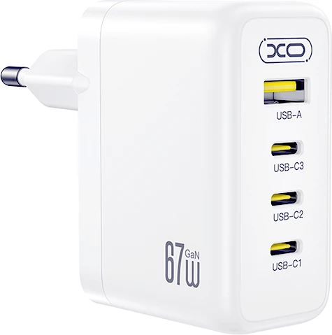 Ταχυφορτιστής GAN 67W με 4 εξόδους (3 USB-C και 1 USB-A)
