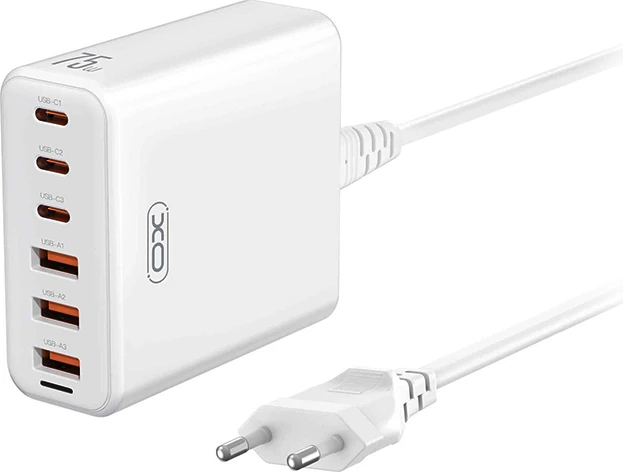Ταχυφορτιστής GAN με 6 εξόδους (3 USB-C και 3 USB-A)